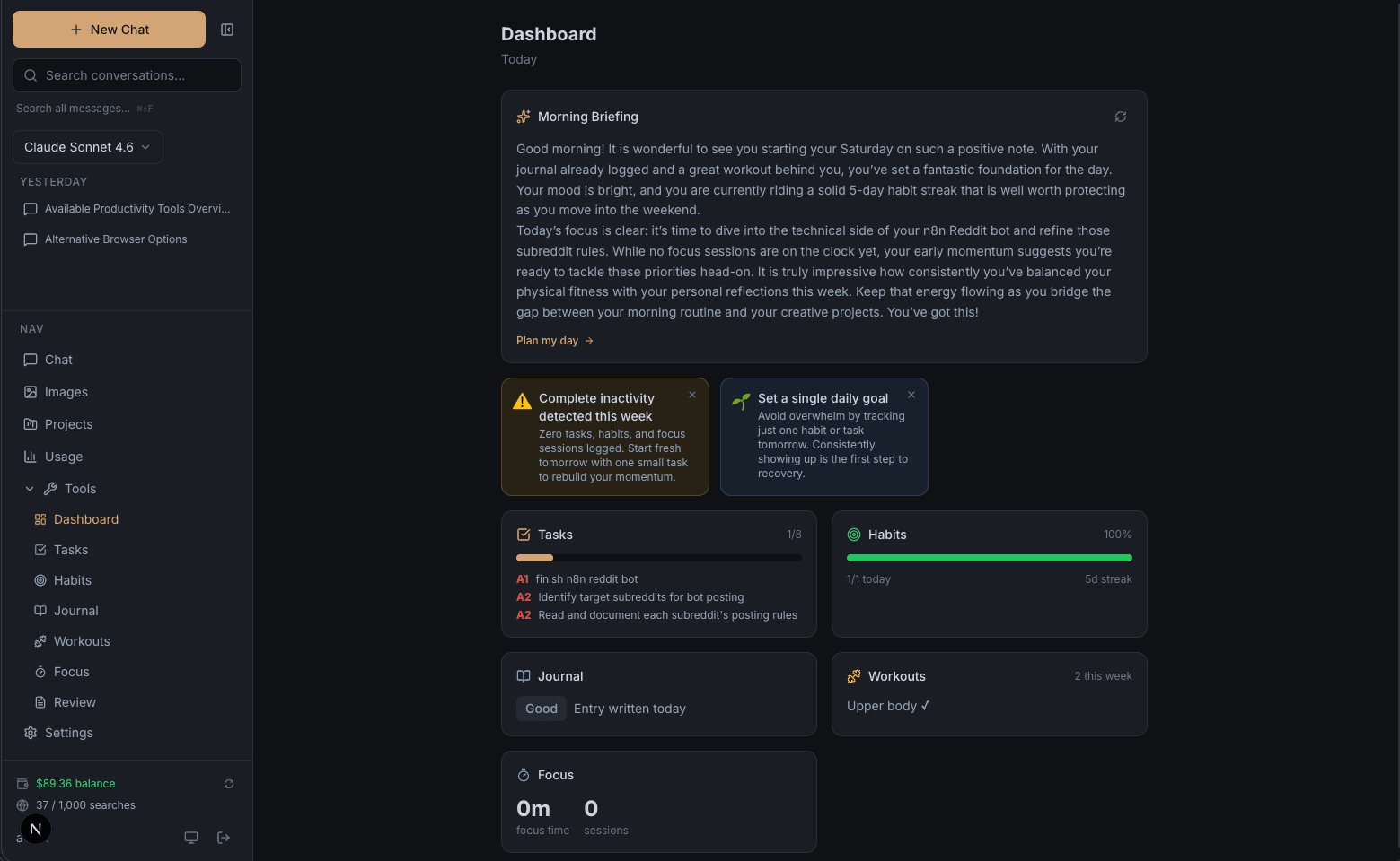 Daily Agent dashboard screenshot